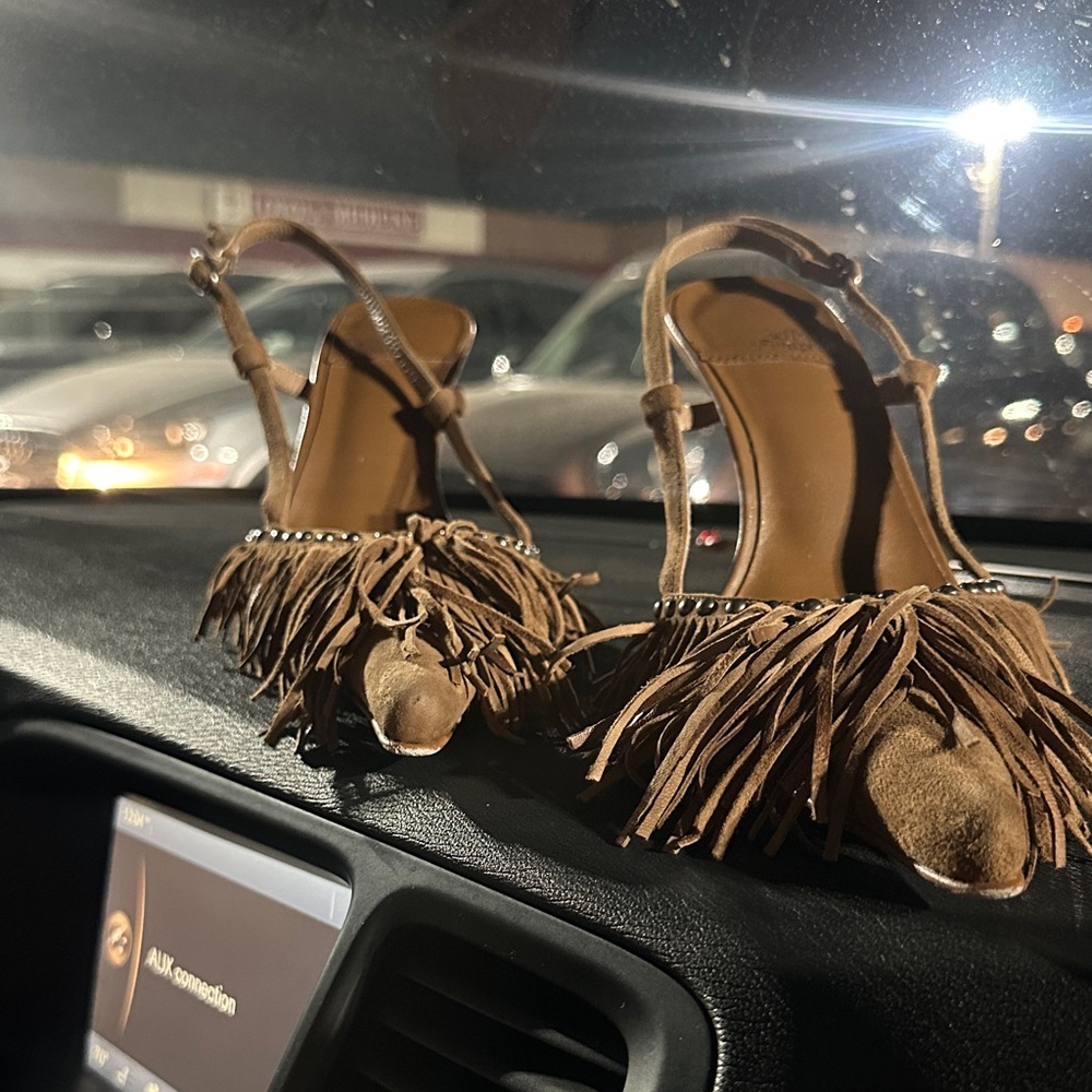 Jeffrey Campbell Brown Fringe Heels